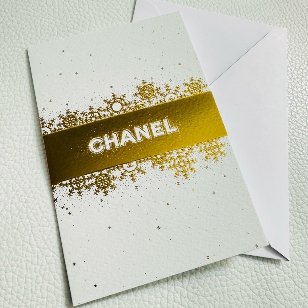 Chanel Gold and White Home Design Holiday or Thank You Cards